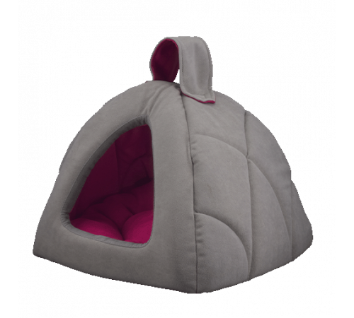 AnimAll Silver лежак-домик для кошек и собак, серо-розовый, 39×39×36 см