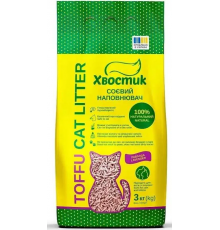 Соевый наполнитель Хвостик Лаванда, 3 кг — биоразлагаемый, комкующийся