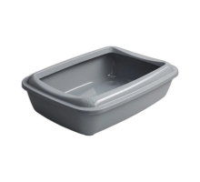 Туалет под наполнитель AnimAll для кошек с лопаткой, серый, 50×37×13,5 см