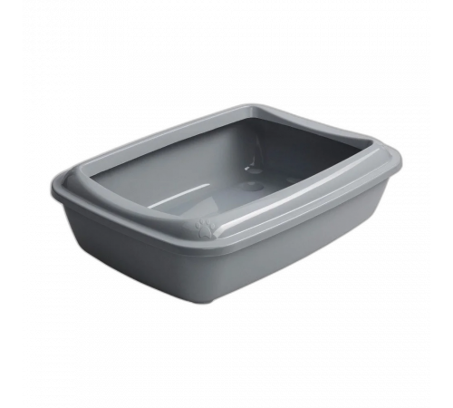 Туалет под наполнитель AnimAll для кошек с лопаткой, серый, 50×37×13,5 см