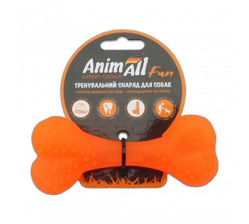 Игрушка для собак AnimAll Fun «Кость», оранжевая, 12 см