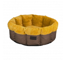 Лежак-корзина AnimAll Mary для кошек и собак, жёлто-коричневый, M, 60×60×17 см