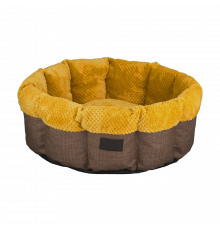 Лежак-корзина AnimAll Mary для кошек и собак, жёлто-коричневый, M, 60×60×17 см