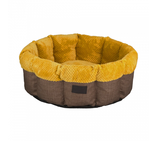 Лежак-корзина AnimAll Mary для кошек и собак, жёлто-коричневый, M, 60×60×17 см