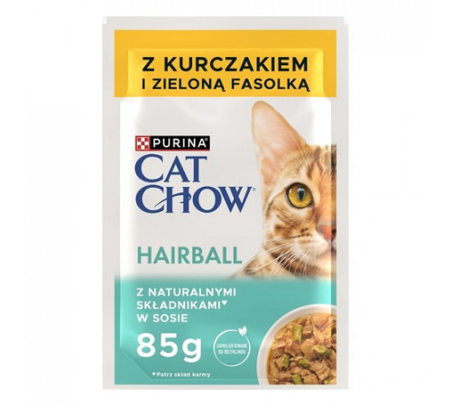 Влажный корм для кошек Purina Cat Chow Hairball Control с курицей и зелёной фасолью 85 г