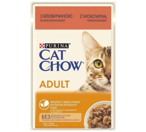 Влажный корм для кошек Purina Cat Chow Adult с говядиной и баклажаном 85 г