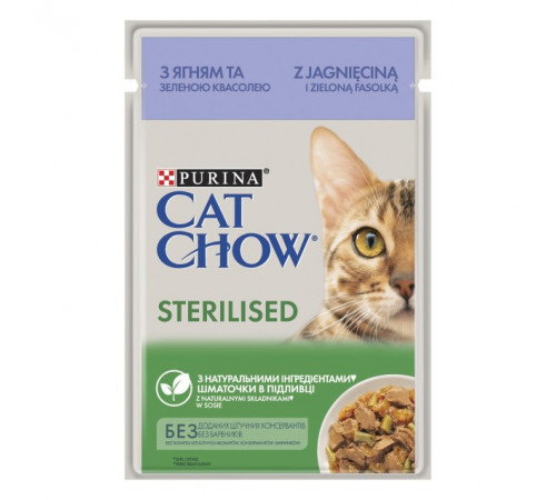Влажный корм для кошек Purina Cat Chow Adult с ягнёнком и зелёной фасолью 85 г