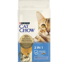 Сухой корм для кошек Purina Cat Chow Feline 3 in 1 с индейкой 1,5 кг