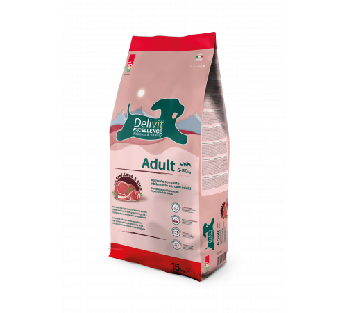 Delivit Excellence Adult премиум корм для взрослых собак с говядиной, ягнёнком и рисом 15 кг