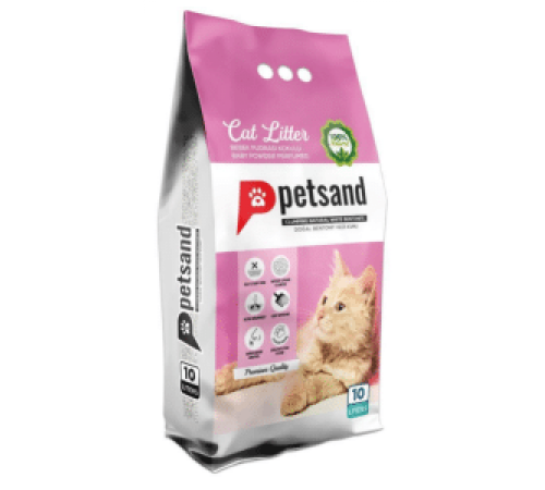 PetSand наполнитель для кошачьего туалета с ароматом детской присыпки 10 л