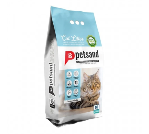PetSand комкующийся наполнитель для кошек с ароматом мыла Марсель 10 л