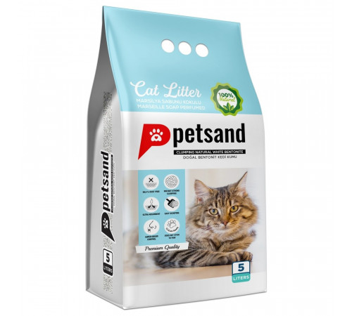 Petsand Комкующийся наполнитель для кошачьего туалета, с ароматом марсельского мыла, 5 Л