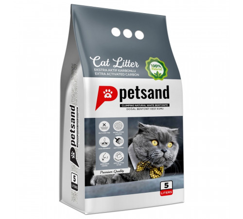 PetSand комкующийся наполнитель для кошачьего туалета с активированным углем 5 л