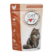 CAT JOY влажный корм для взрослых кошек с курицей и печенью в соусе 85 г
