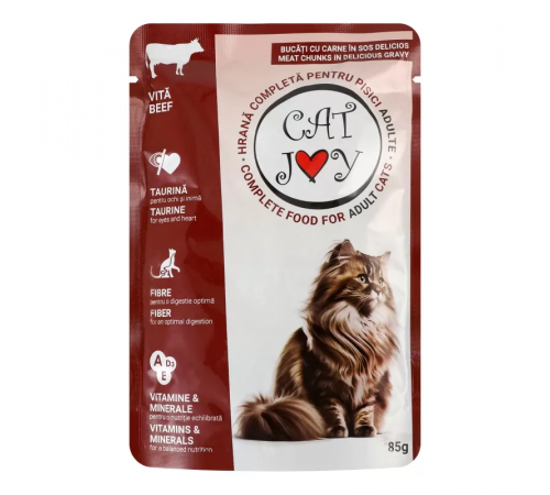 CAT JOY влажный корм для кошек с говядиной в соусе 85 г