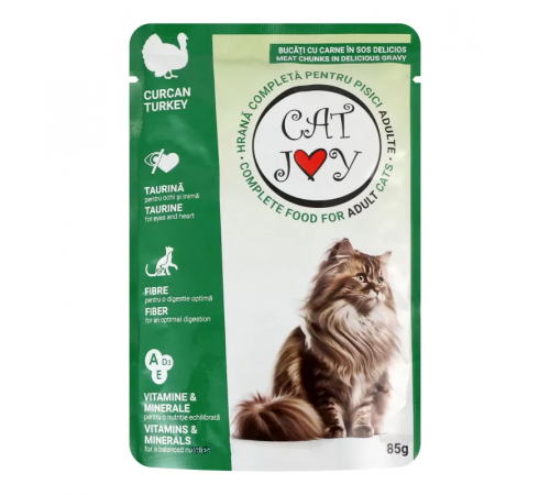 CAT JOY влажный корм для кошек с индейкой в соусе 85 г