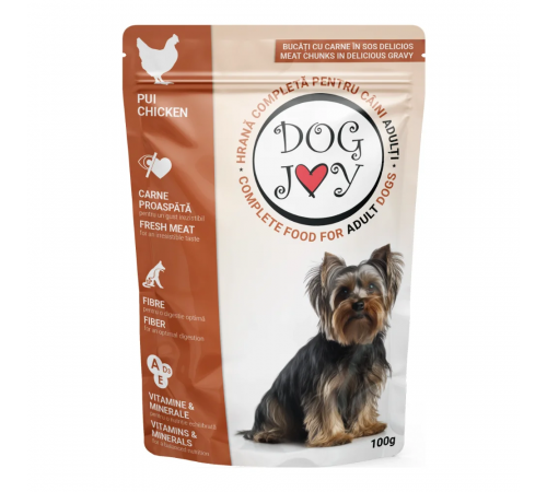 DOG JOY влажный корм для взрослых собак с курицей в соусе 100 г