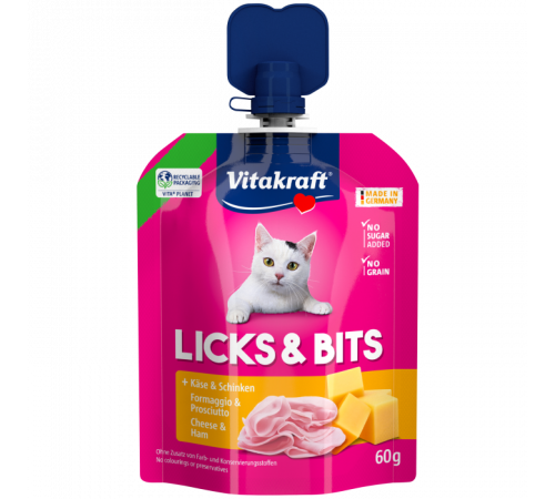 Vitakraft Licks & Bits с сыром лакомство для кошек 60 г