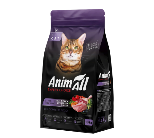 AnimAll Expert Choice Adult Cat со свежей индейкой и уткой, 1.5 кг