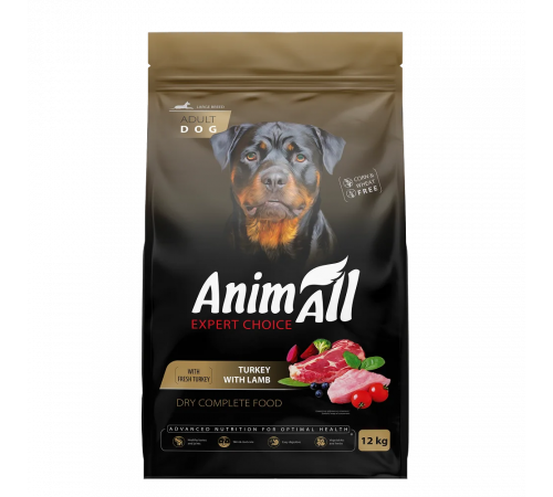 AnimAll Expert Choice Adult Dog Large Breed Turkey with Lamb, 12 кг