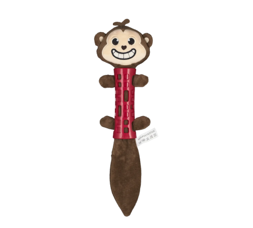 AnimAll GrizZzly игрушка «Обезьяна с пищалкой» для собак, красная, 39 × 10 см