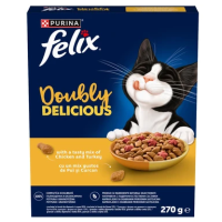 Felix Doubly Delicious сухой корм для взрослых кошек с курицей и индейкой, 270 г