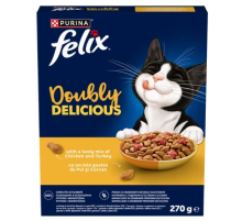 Felix Doubly Delicious сухой корм для взрослых кошек с курицей и индейкой, 270 г