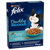 Felix Doubly Delicious сухой корм для взрослых кошек с лососем и океанической рыбой, 270 г