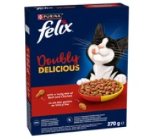Felix Doubly Delicious сухой корм для взрослых кошек с говядиной и курицей, 270 г