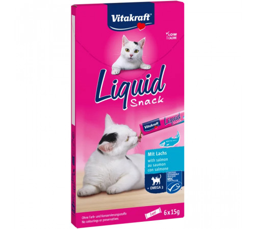 Жидкое лакомство LiquidSnack с лососем + Омега 3 6шт, 90гр Жидкое лакомство LiquidSnack с лососем + Омега 3 6шт, 90гр