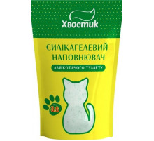Силикагелевый наполнитель Хвостик 3,6л мелкий с зелеными гранулами