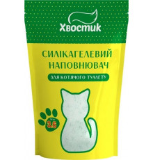 Силикагелевый наполнитель Хвостик 3,6л мелкий с зелеными гранулами