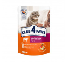 Club 4 Paws Premium влажный корм для взрослых кошек со вкусом говядины в желе 100 гр