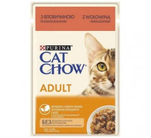 Влажный корм для кошек Purina Cat Chow Adult с говядиной и баклажанами 85гр