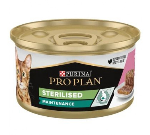 Влажный корм для кошек Purina Pro Plan Adult Sterilised Maintenance с тунцом и лососем 85гр Влажный корм для кошек Purina Pro Plan Adult Sterilised Maintenance с тунцом и лососем 85гр
