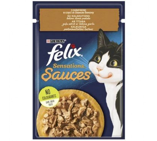 Влажный корм для кошек Purina Felix с индейкой в соусе со вкусом бекона 85гр