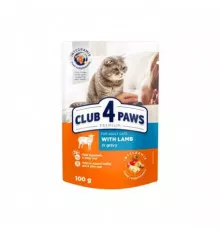 Club 4 Paws Premium влажный корм для взрослых кошек со вкусом ягненка в соусе  100 гр