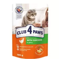 Club 4 Paws Premium влажный корм для взрослых кошек со вкусом курицы в соусе 100 г