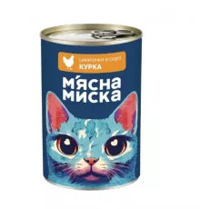 Кусочки в соусе Мясная миска для взрослых кошек с курицей 415 г