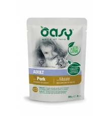 Влажный корм для кошек OASY CHUNKS IN GRAVY Adult with Pork 85гр