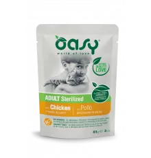 Влажный корм для стерилизованных кошек OASY CHUNKS IN GRAVY Adult Sterilized with Chicken 85гр