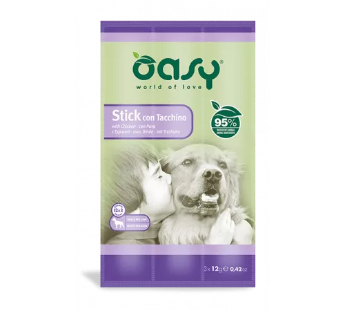Лакомство для собак OASY TREATS Stick with Turkey 3шт по 12гр Лакомство для собак OASY TREATS Stick with Turkey 3шт по 12гр