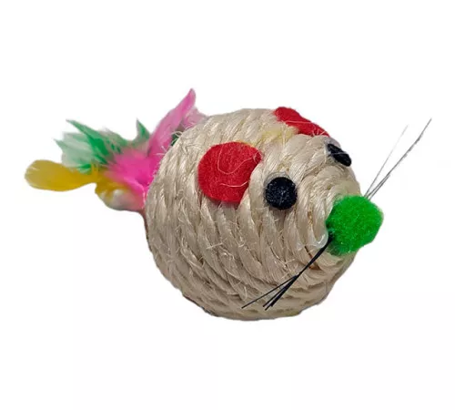 Игрушка веревочная с перьями Мордочка мал, (41076) Игрушка веревочная с перьями Мордочка мал, (41076)
