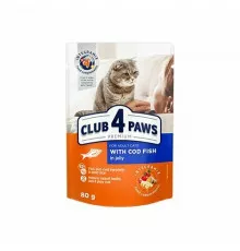 Club 4 Paws Premium влажный корм для взрослых кошек со вкусом трески в желе 100 гр