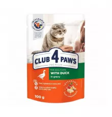 Club 4 Paws Premium влажный корм для взрослых кошек со вкусом утки в соусе 100 гр