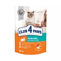 Club 4 Paws Premium влажный корм для взрослых стерилизованных кошек со вкусом кролика в желе 80гр.