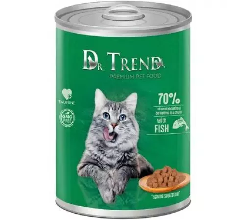 Влажный корм для кошек Dr. Trend с рыбой в соусе 400гр Влажный корм для кошек Dr. Trend с рыбой в соусе 400гр