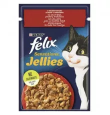 Влажный корм для кошек Purina Felix с говядиной и томатами в желе 85гр