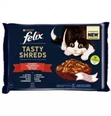 Purina FELIX® Мясные ломтики в соусе с говядиной (2шт) и птицей (2шт)