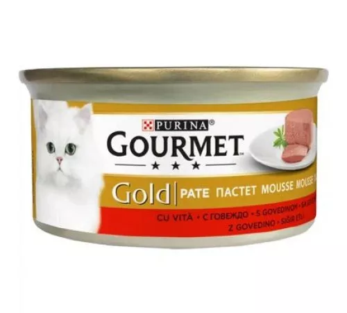 Влажный корм для кошек Purina Gourmet Gold паштет с говядиной 85гр Влажный корм для кошек Purina Gourmet Gold паштет с говядиной 85гр